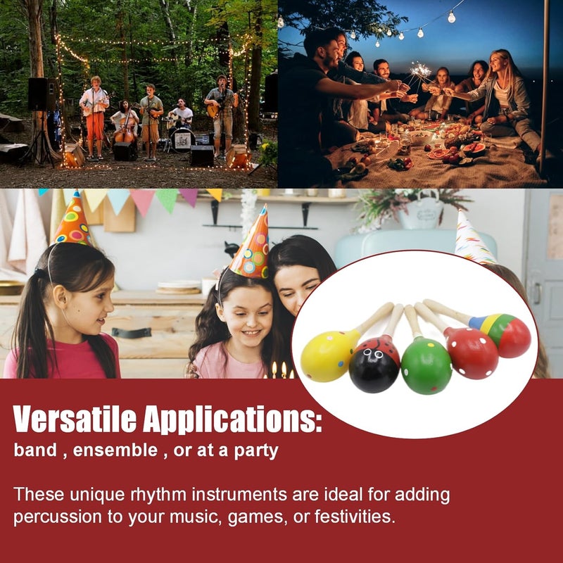 Cheerock Wooden Maracas Set, Latin Salsa Rumba Shakers, Hand Percussion Rattles for Rhythm and Music Making, Ideal for Bands, Ensembles, Classrooms and Parties, Pack of 2 - Image 5